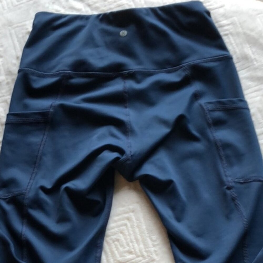 Layers teal work out Yoga pockets soft ruched running gym leggings S